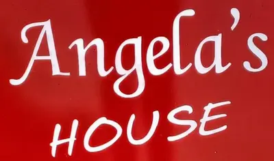 a sign that says angelics house in white letters at Stone house for relaxation in Elos in Kissamos