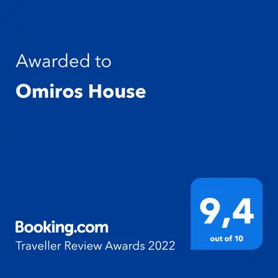 a blueberry review awards text with the words awarded to onions house at Omiros Apartment in Chania Town