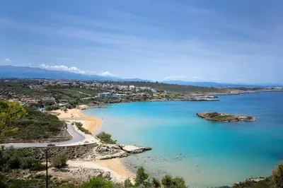 a view of a beach and the ocean at Casa Bella Vista in Kalathas
