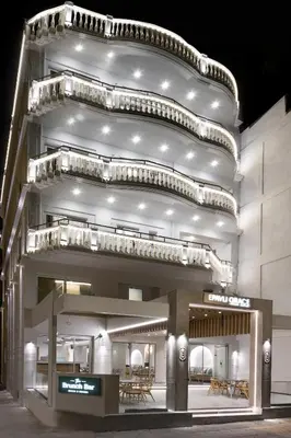 a large building with lights on top of it at Epavli Grace Hotel in Chania Town