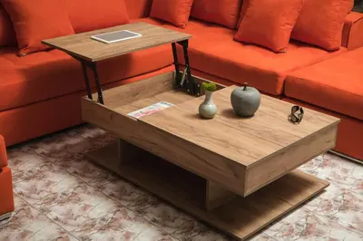 a coffee table in front of a couch at Somine Apartment Chania in Chania Town