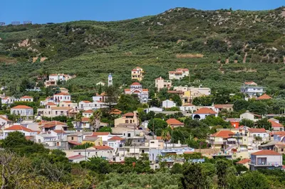 a small town on a hill with houses at Argiros House in Chania Town