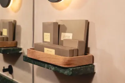 a bunch of boxes on a shelf on a wall at D-Loft Chania in Chania Town