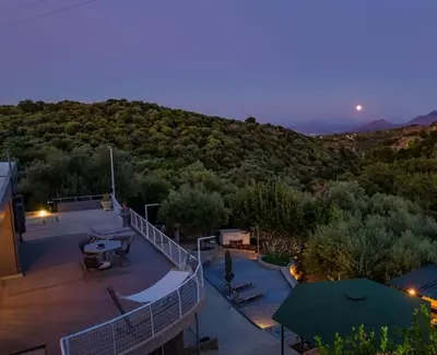 a balcony of a house with a view of a mountain at Karel house in Karés