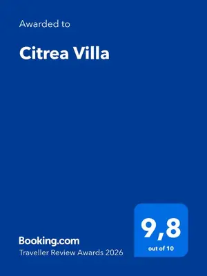a screenshot of a cell phone with the textrated to cirea villa at Citrea Villa in Fournés