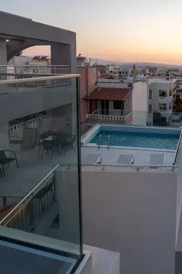 a view of a swimming pool on top of a building at EDEL Suite in Chania Town