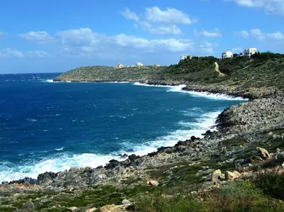 a view of the ocean from a rocky beach at Seascape in Tersanas