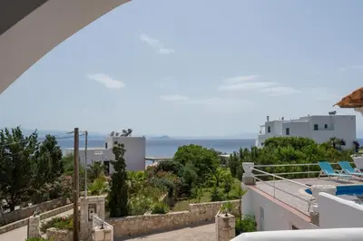 a view of the ocean from the balcony of a villa at Seaview Villa Prima, Sea & Sun Villas in Chorafakia