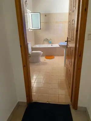a bathroom with a tub and a toilet and a sink at Evgoro in Chania Town