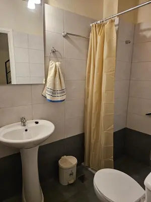 a bathroom with a sink and a toilet and a shower at Casa Stella in Chania Town