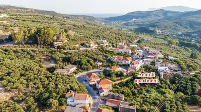 an aerial view of a small village in the hills at Anatoli Apartment in Kissamos