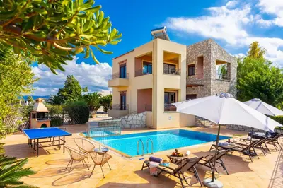 an image of a villa with a swimming pool at Villa Pasiphae 1 in Stalos