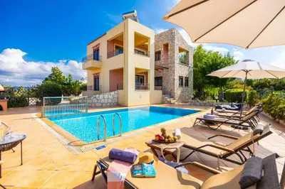 an image of a villa with a swimming pool at Villa Pasiphae 1 in Stalos