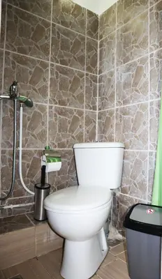 a bathroom with a toilet and a shower at Studio92 Chania in Chania Town