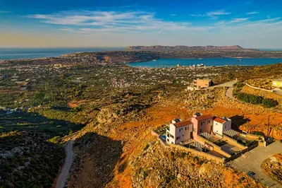 an aerial view of a building on a mountain at Villa Mari mini in Kondópoula