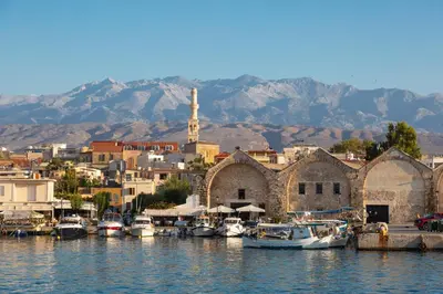 a group of boats are docked in a harbor at Villa Nafsika in Vamos