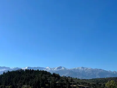 a view of the mountains from the top at Aegean View Villa, 2-min Drive to Almyrida Beach in Almirida