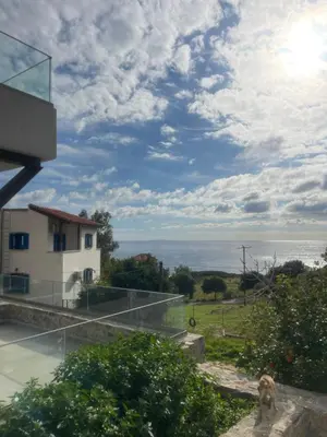 a view of the ocean from a house at Michalis-Nina studios in Livanianá