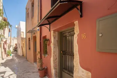 an alley with a door on the side of a building at Central old Town house with jacuzzi and yard,4ppl in Chania Town
