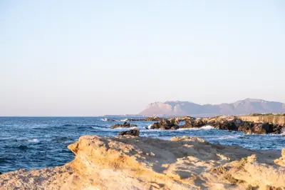 a group of animals standing on rocks in the ocean at Paradise for Couples, Next to Soothing Waves in Galatás