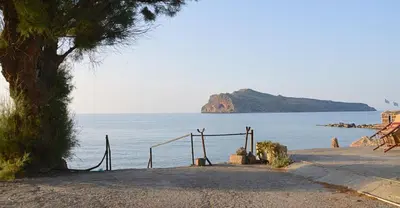 a view of a body of water with a tree at Tile Apartments 5 in Agia Marina Nea Kydonias