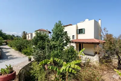 a house on a hill with trees and plants at Theodoras Villas in Gavalochori