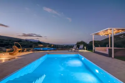 a swimming pool on the roof of a house at Casa Elea in Kissamos