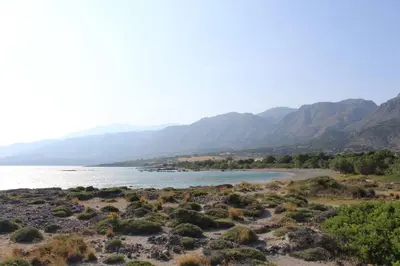 a view of a river with mountains in the background at Astrokastro Frangokastello in Frangokastello