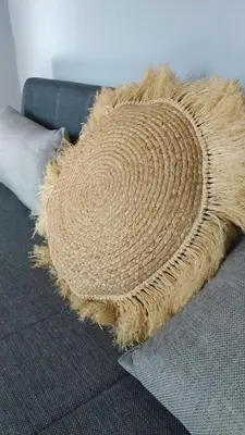 a furry rug sitting on top of a couch at Chania ELIA apARTment Chalepa in Chania Town