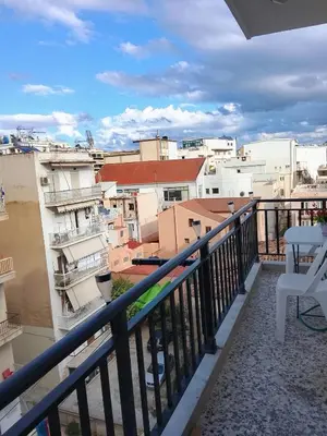 a balcony with a view of a city at Marilu apartment in the center of Chania in Chania Town