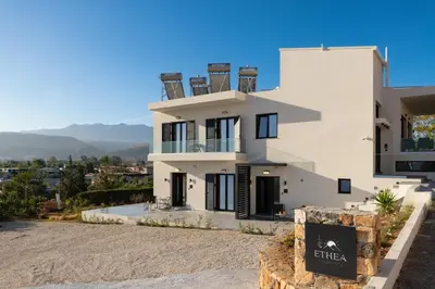 a villa with a view of the mountains at Ethea Residences-Orino in Chania Town