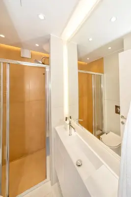 a bathroom with a shower and a toilet at Athena Studio 1 in Chania Town