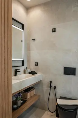 a bathroom with a sink and a mirror at Golden Silence in Plataniás