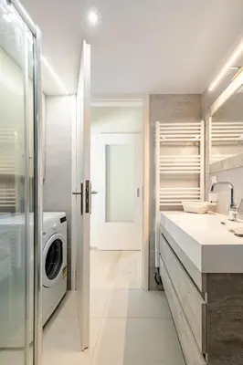 a laundry room with a washer and dryer at Downtown house with seaview near to the beach in Chania Town