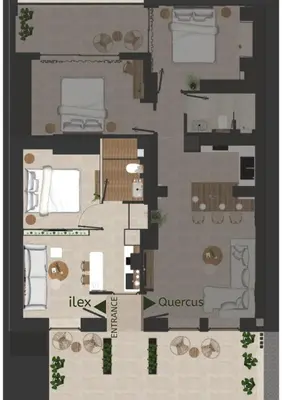 a floor plan of a house at HOLM Ilex & Quercus apartments in Chania Town