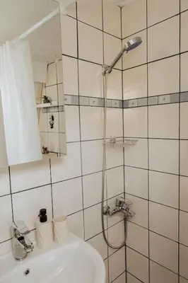 a bathroom with a shower and a sink at Olive Dome, Luxury Glamping Dome in Crete in Gavalochori