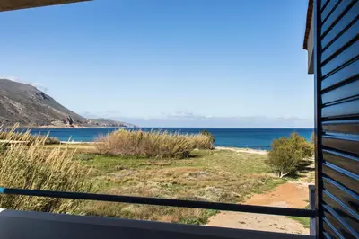 a view of the ocean from a house at Mantilida Villa & Studio in Kissamos