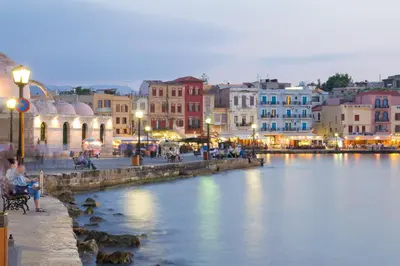 a view of a river with buildings and a city at Villa Selena in Stalos