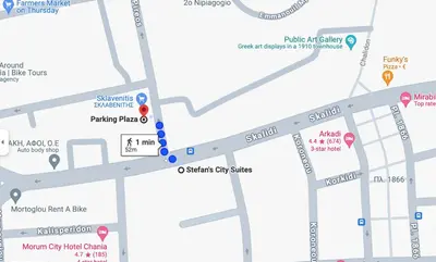 a map of the location of the subway station at Stefan's City Hub in Chania Town