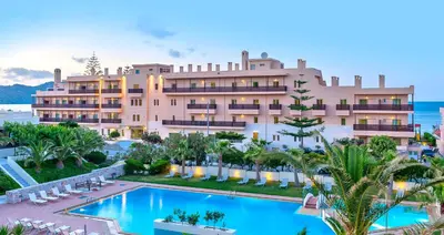 an aerial view of the resort with a swimming pool at Giannoulis – Santa Marina Beach Hotel in Agia Marina Nea Kydonias