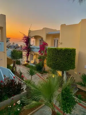 a view from the balcony of a house with plants at Mediterranea Apartments in Kato Daratso