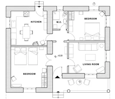a floor plan of a house at Haralabos Central Apartment in Chania Town