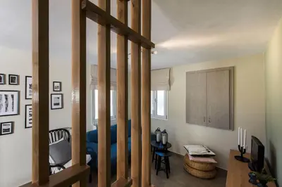 a room with a bedroom with a bunk bed at Margiani House in Kaláthenai
