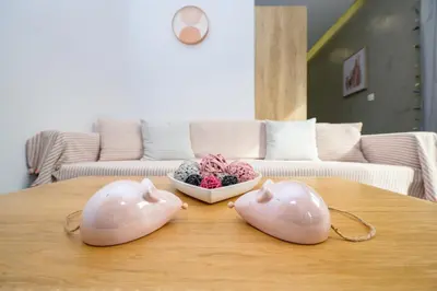 a table with a bowl of balls on top of it at You and Me -750m from the sea in Kissamos