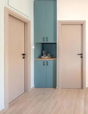 an empty room with two doors and a shelf at Studio 71!Charming flat in Chania in Chania Town