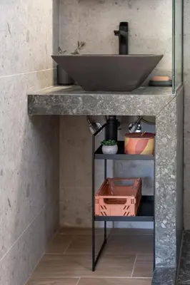 a counter with a sink on top of it at Studio 71!Charming flat in Chania in Chania Town