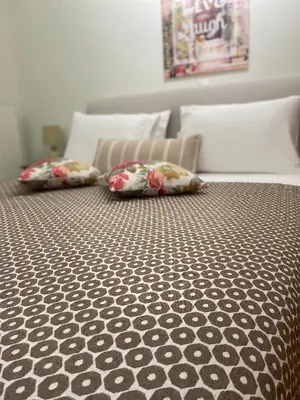 a bed with two pillows on top of it at Maria & Zachos House in Kissamos