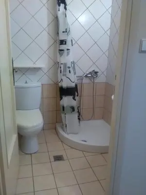 a bathroom with a toilet and a shower at Alexandros Studios & Apartments in Chania Town