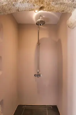 a corner of a room with a shower at Boutique Villa Kalliope in Gavalochori