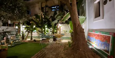 a room with a bunch of plants and a tree at Tree of Life Art Hotel in Agia Marina Nea Kydonias